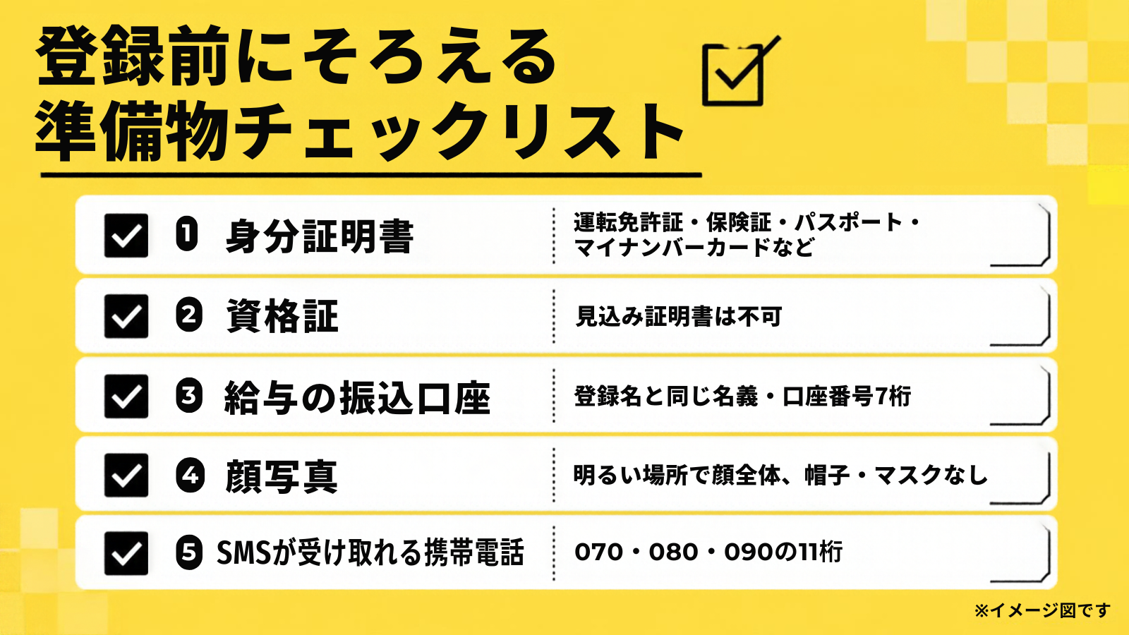 登録前にそろえる準備物チェックリスト